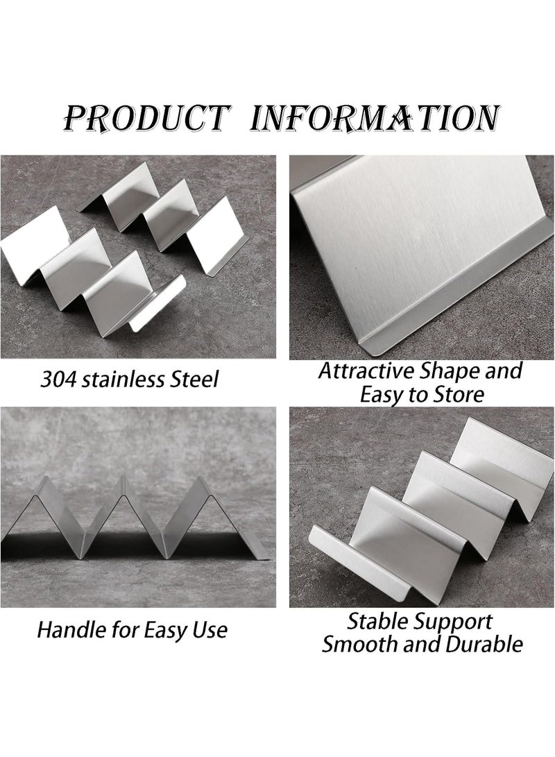 PTTIMFFM 4 Pack Stainless Steel Taco Holders with Handles, Durable Taco Stands for Tacos, Hot Dogs, Sandwiches & More - Image 4